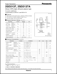 datasheet for 2SD2137A by Panasonic - Semiconductor Company of Matsushita Electronics Corporation
