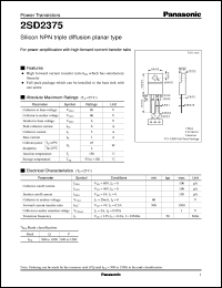datasheet for 2SD2375 by Panasonic - Semiconductor Company of Matsushita Electronics Corporation