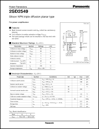 datasheet for 2SD2549 by Panasonic - Semiconductor Company of Matsushita Electronics Corporation