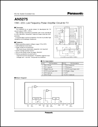 datasheet for AN5275 by Panasonic - Semiconductor Company of Matsushita Electronics Corporation