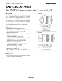 datasheet for AN7194K by Panasonic - Semiconductor Company of Matsushita Electronics Corporation