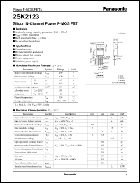 datasheet for 2SK2123 by Panasonic - Semiconductor Company of Matsushita Electronics Corporation