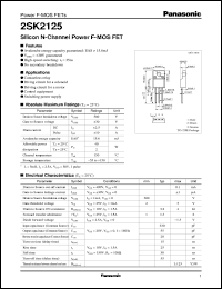 datasheet for 2SK2125 by Panasonic - Semiconductor Company of Matsushita Electronics Corporation