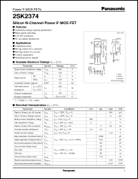 datasheet for 2SK2374 by Panasonic - Semiconductor Company of Matsushita Electronics Corporation