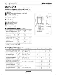 datasheet for 2SK3043 by Panasonic - Semiconductor Company of Matsushita Electronics Corporation