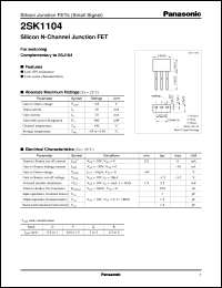 datasheet for 2SK1104 by Panasonic - Semiconductor Company of Matsushita Electronics Corporation