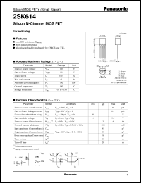 datasheet for 2SK0614 by Panasonic - Semiconductor Company of Matsushita Electronics Corporation