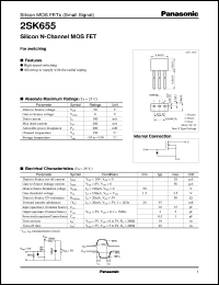 datasheet for 2SK0655 by Panasonic - Semiconductor Company of Matsushita Electronics Corporation