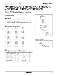 datasheet for UNR421D by Panasonic - Semiconductor Company of Matsushita Electronics Corporation