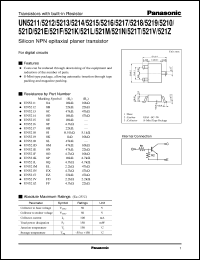 datasheet for UNR5211 by Panasonic - Semiconductor Company of Matsushita Electronics Corporation