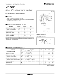 datasheet for UNR7231 by Panasonic - Semiconductor Company of Matsushita Electronics Corporation