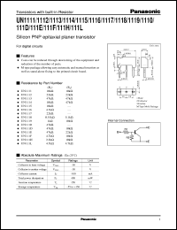 datasheet for UNR1110 by Panasonic - Semiconductor Company of Matsushita Electronics Corporation