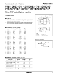 datasheet for UNR211D by Panasonic - Semiconductor Company of Matsushita Electronics Corporation