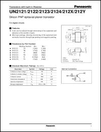 datasheet for UNR212X by Panasonic - Semiconductor Company of Matsushita Electronics Corporation
