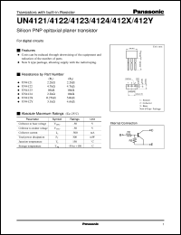 datasheet for UNR4121 by Panasonic - Semiconductor Company of Matsushita Electronics Corporation