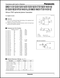datasheet for UNR5112 by Panasonic - Semiconductor Company of Matsushita Electronics Corporation