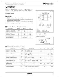 datasheet for UNR5154 by Panasonic - Semiconductor Company of Matsushita Electronics Corporation