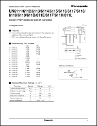 datasheet for UNR611H by Panasonic - Semiconductor Company of Matsushita Electronics Corporation