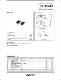 datasheet for FS10KMJ-3 by Mitsubishi Electric Corporation, Semiconductor Group