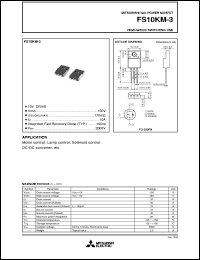 datasheet for FS10KM-3 by Mitsubishi Electric Corporation, Semiconductor Group