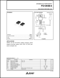datasheet for FS10KM-6 by Mitsubishi Electric Corporation, Semiconductor Group