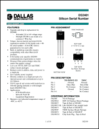 datasheet for DS2401 by Dallas Semiconductor