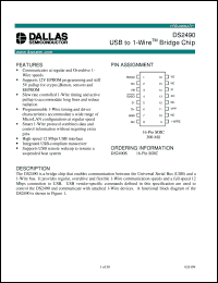 datasheet for DS2490S by Dallas Semiconductor
