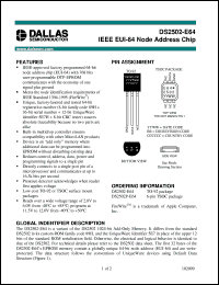 datasheet for DS2502P-E64 by Dallas Semiconductor