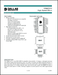 datasheet for DS80C310-ECG by Dallas Semiconductor