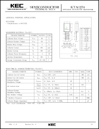 datasheet for KTA1274 by Korea Electronics Co., Ltd.