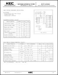 datasheet for KTA1940 by Korea Electronics Co., Ltd.