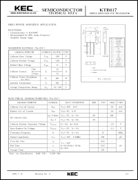 datasheet for KTB817 by Korea Electronics Co., Ltd.